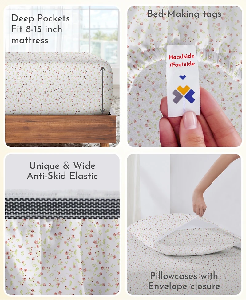 Printed Quatrefoil - 100% Organic Cotton Percale Sheets Full Set Deep Pocket,