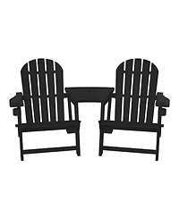 Outdoor Hdpe Adirondack Chairs With Connecting Table Tray (Set of 2)