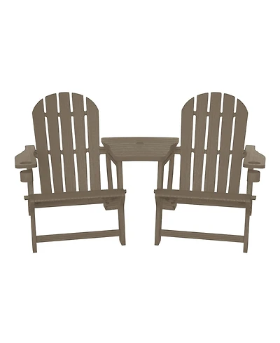 Outdoor Hdpe Adirondack Chairs With Connecting Table Tray (Set of 2)