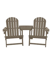 Outdoor Hdpe Adirondack Chairs With Connecting Table Tray (Set of 2)