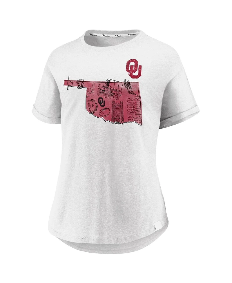 Fanatics Women's White Oklahoma Sooners True Classics Hometown Tacked Sleeve T-Shirt