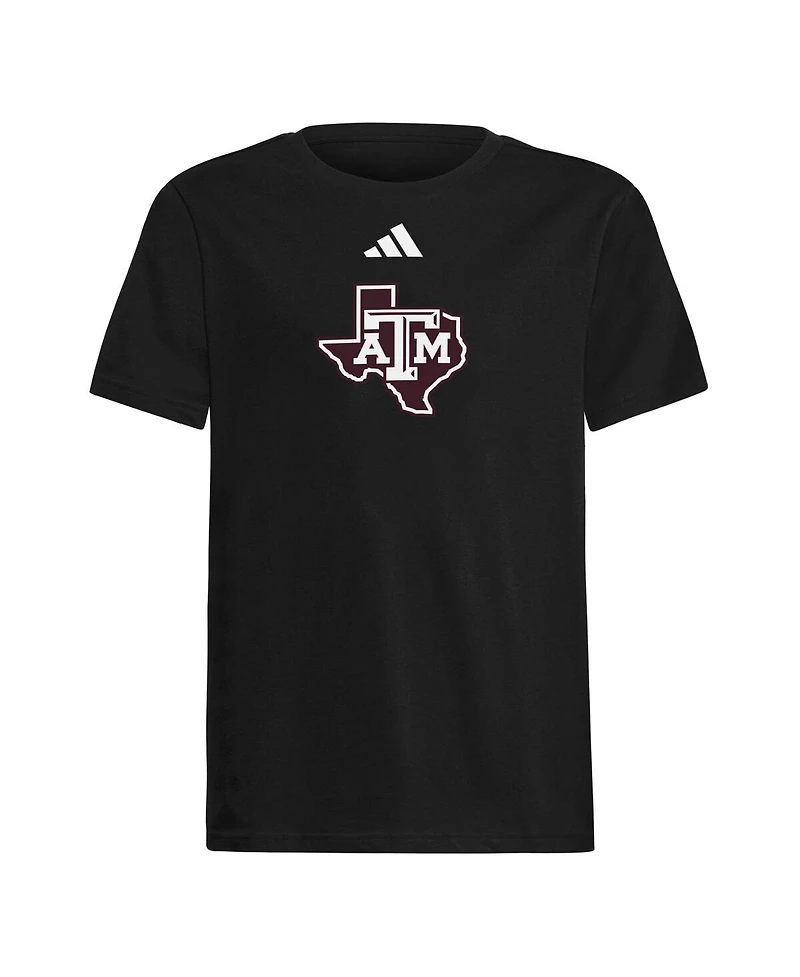 Adidas Big Boys and Girls Black Texas A&M Aggies 2023 Sideline Locker Room Logo Fresh T-Shirt
