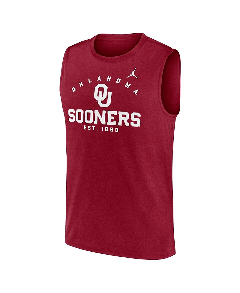 Jordan Men's Crimson Oklahoma Sooners Primetime Legend Mascot Lock Up Performance Muscle T-Shirt
