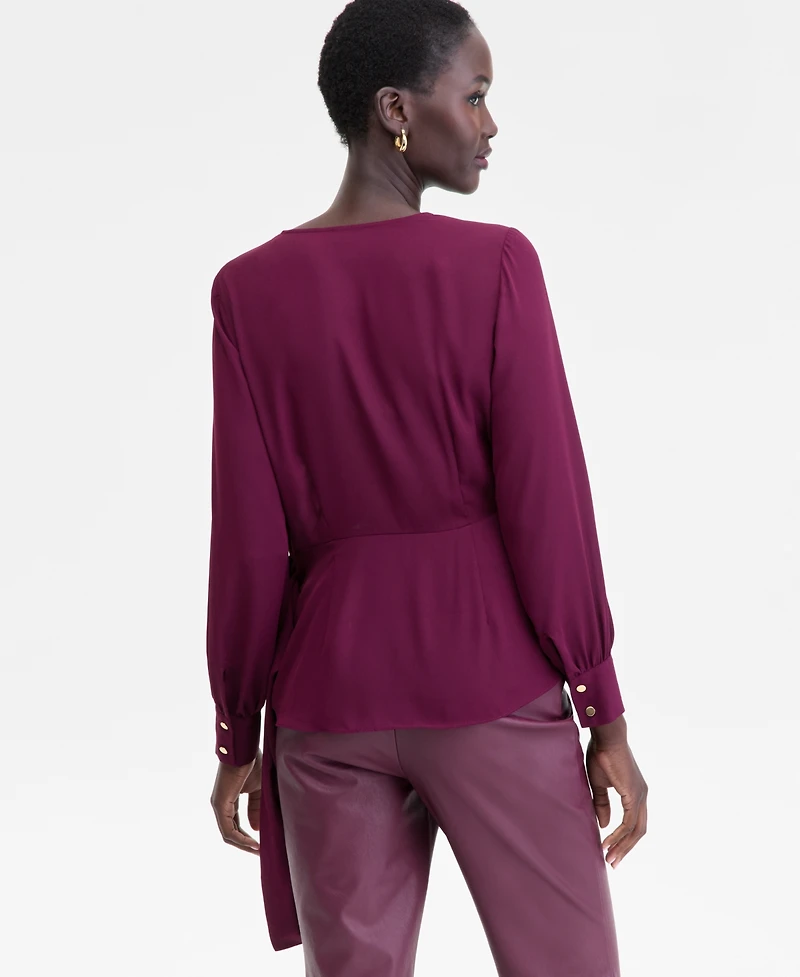 I.n.c. International Concepts Women's Asymmetric-Tie Surplice Top, Macy's Exclusive