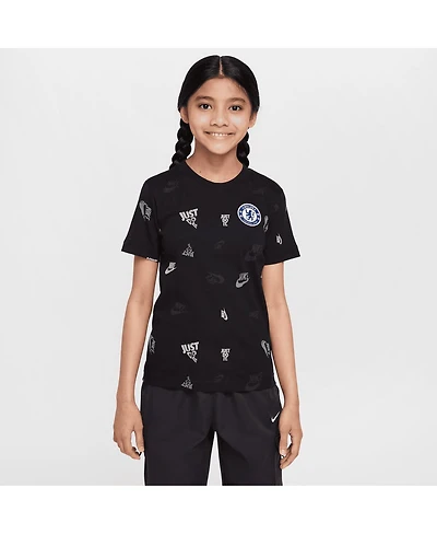 Nike Big Boys and Girls Black Chelsea Just Do It Crest T-Shirt