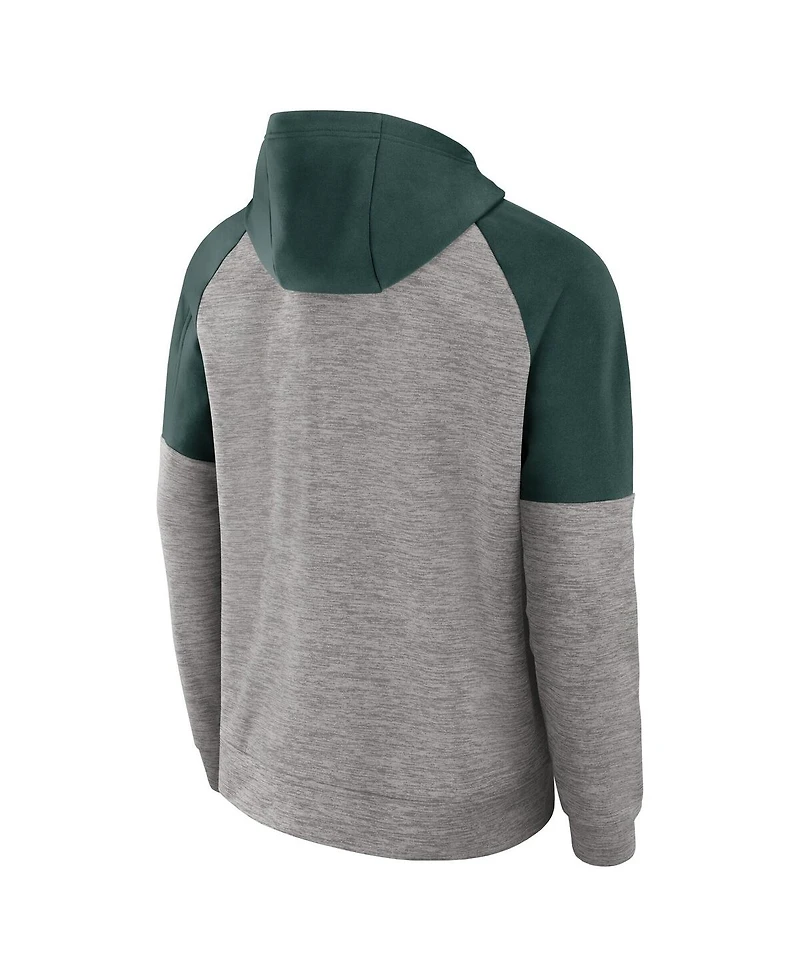 Nike Men's Heather Gray Michigan State Spartans Fitness Raglan Performance Full-Zip Hoodie