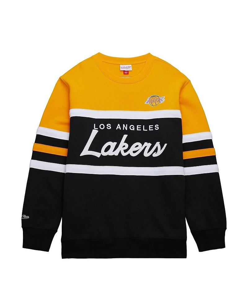 Mitchell & Ness Men's Black/Gold Los Angeles Lakers Hardwood Classics Vintage Logo Head Coach Pullover Sweatshirt