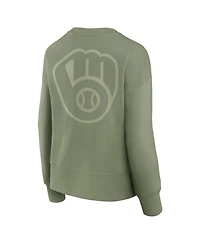 Fanatics Women's Green Milwaukee Brewers Elements Flow Pullover Sweatshirt