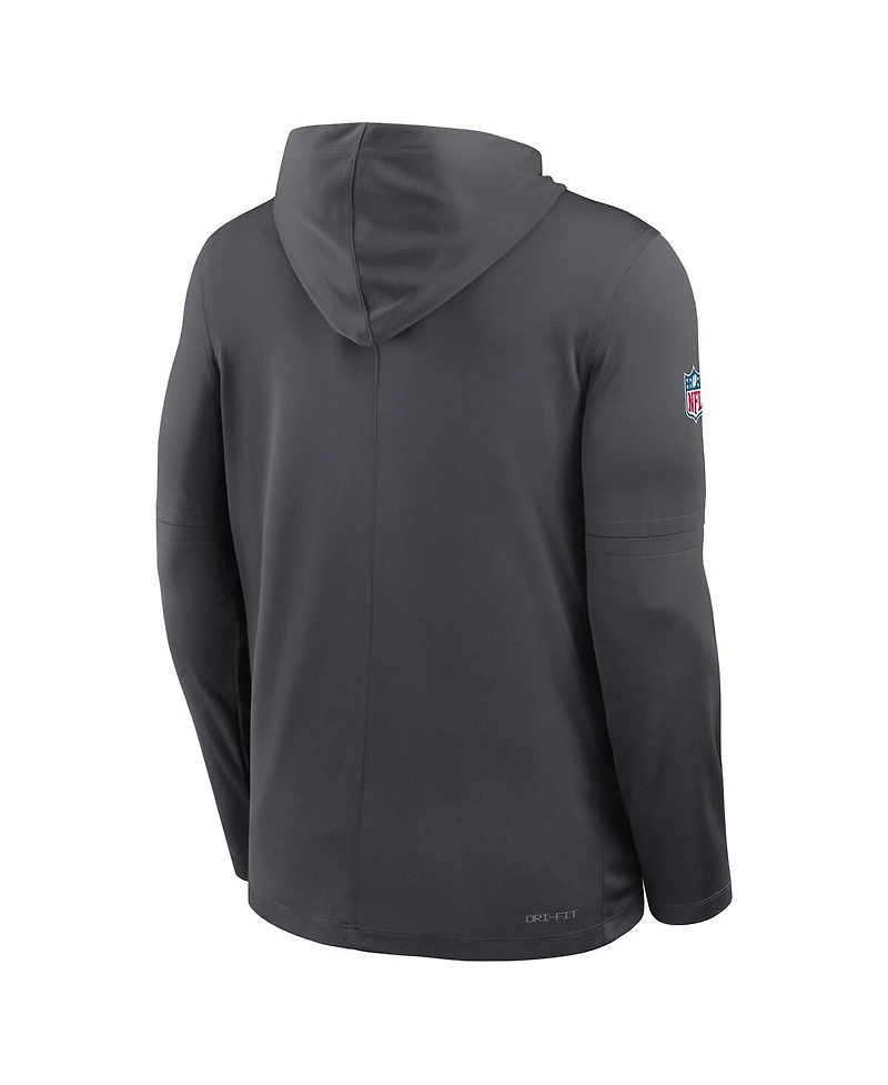 Nike Men's Anthracite Dallas Cowboys Sideline Pure Performance Long Sleeve Hoodie T-Shirt