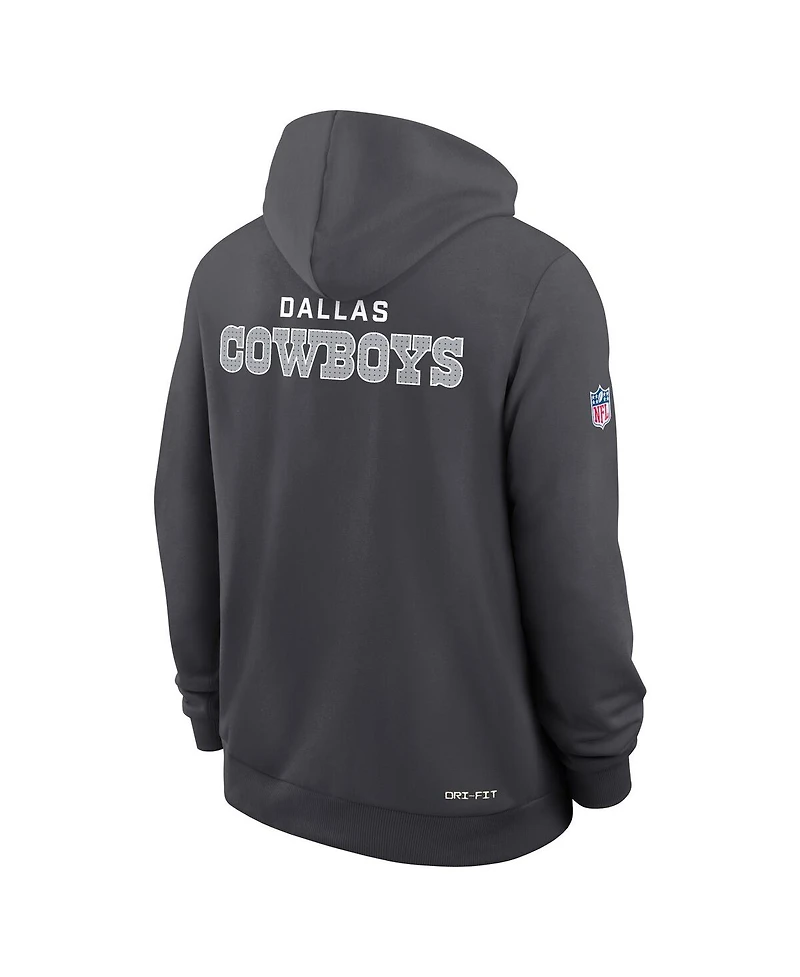 Nike Men's Anthracite Dallas Cowboys Sideline Standard Issue Initial Home Dri-fit Hoodie