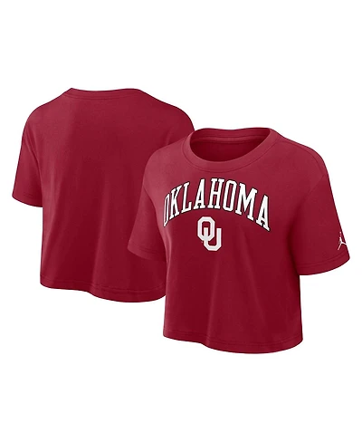 Jordan Women's Crimson Oklahoma Sooners Athletic Prep Arch Cropped Performance T-Shirt