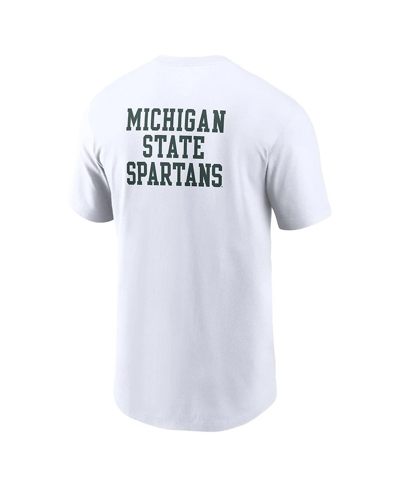 Nike Men's White Michigan State Spartans 2-Hit Stacked T-Shirt