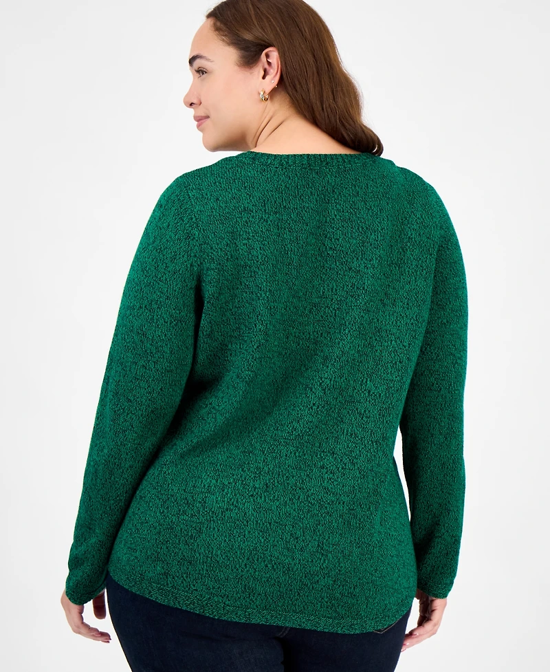 Holiday Lane Plus Smile-Santa-Graphic Sweater