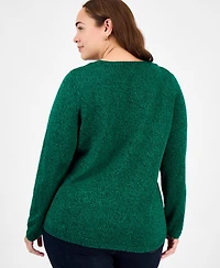 Holiday Lane Plus Smile-Santa-Graphic Sweater