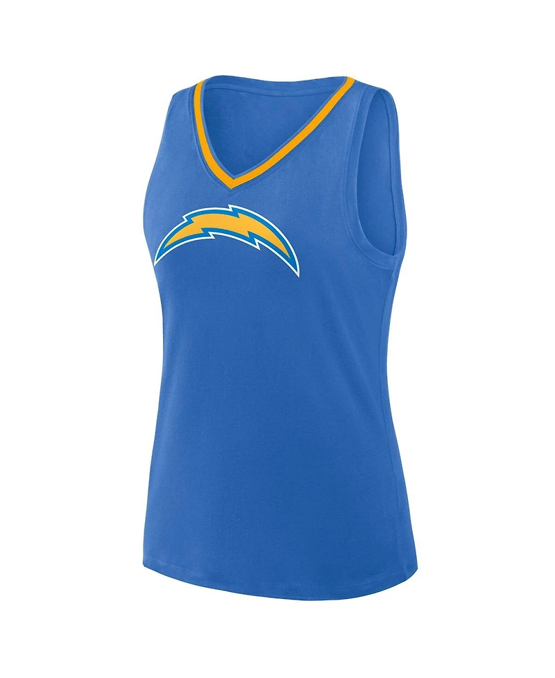 Logo Athletic Women's Powder Blue Los Angeles Chargers Stellar Win V-Neck Tank Top
