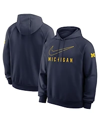 Nike Men's Navy Michigan Wolverines Premium Raglan Performance Pullover Hoodie