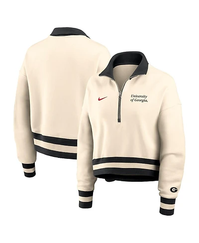 Nike Women's Cream/Black Georgia Bulldogs Legacy Half-Zip Sweatshirt