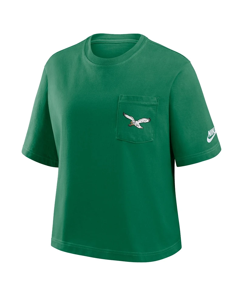 Nike Women's Kelly Green Philadelphia Eagles Rewind Pocket Boxy T-Shirt