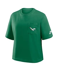 Nike Women's Kelly Green Philadelphia Eagles Rewind Pocket Boxy T-Shirt