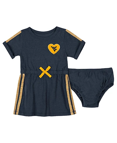 Colosseum Girls Baby Boys and Navy West Virginia Mountaineers Xur Dress Bloomer Set