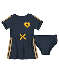 Colosseum Girls Baby Boys and Navy West Virginia Mountaineers Xur Dress Bloomer Set