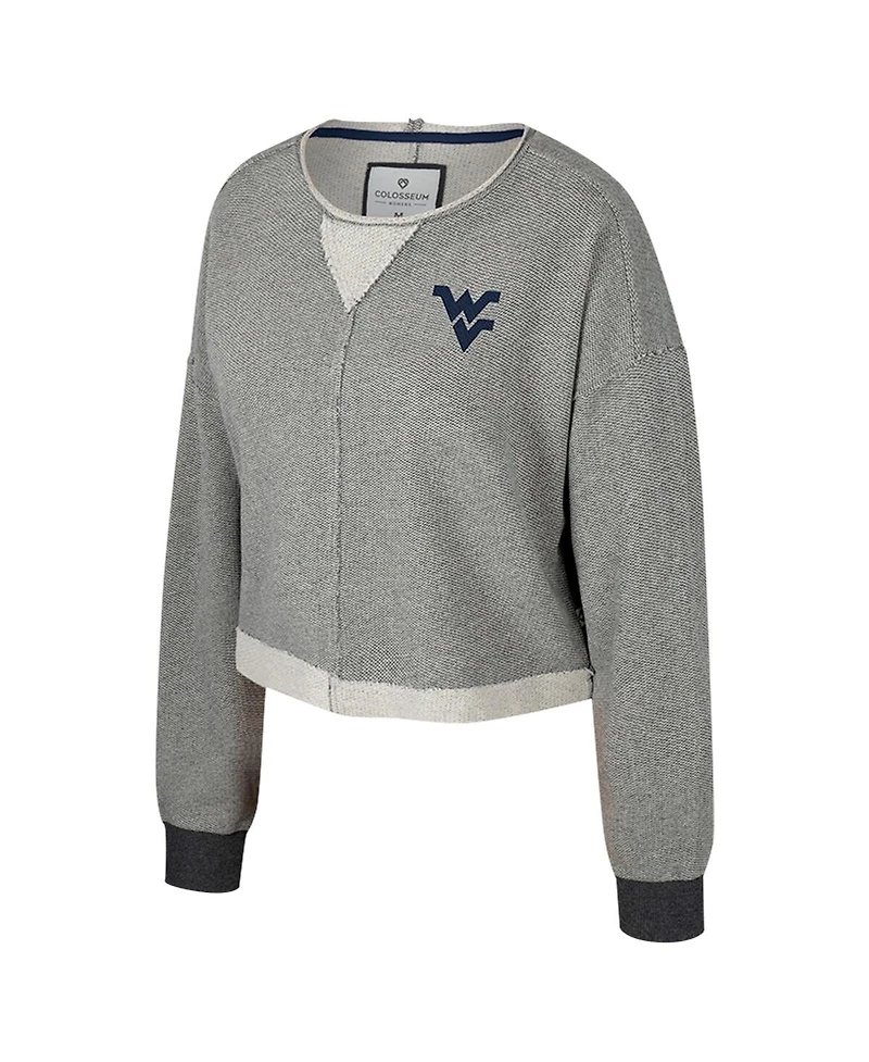 Colosseum Women's Charcoal West Virginia Mountaineers Magnum Scoop Neck Cropped Pullover Sweatshirt