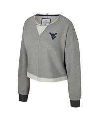 Colosseum Women's Charcoal West Virginia Mountaineers Magnum Scoop Neck Cropped Pullover Sweatshirt