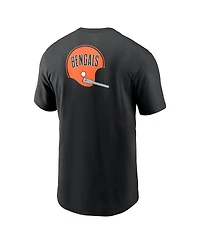Nike Men's Black Cincinnati Bengals Rewind Front and Back Hit Essential T-Shirt