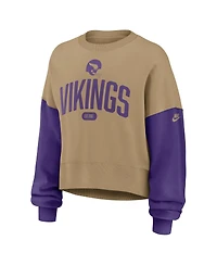 Nike Women's Tan Minnesota Vikings Oversized Rewind Pullover Sweatshirt