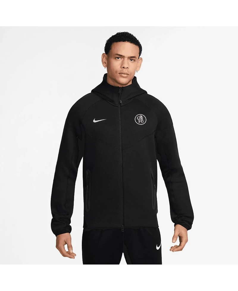 Nike Men's Black Chelsea Tech Fleece Full-Zip Hoodie Jacket