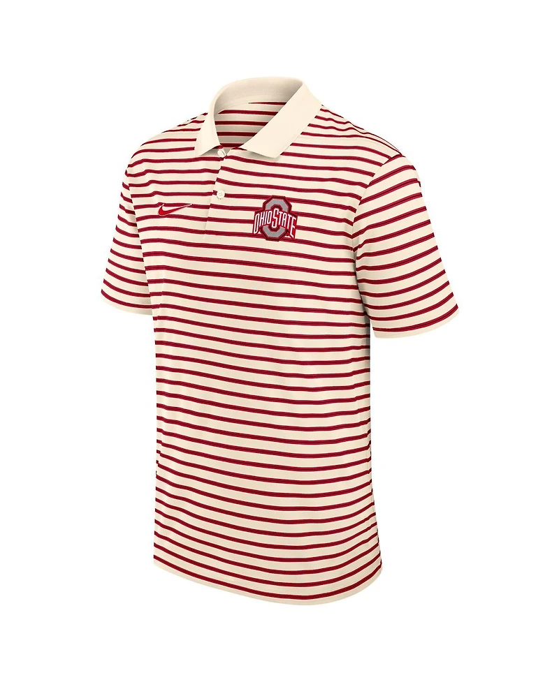 Nike Men's Cream/Scarlet Ohio State Buckeyes Solid Foundation Striped Performance Polo Shirt