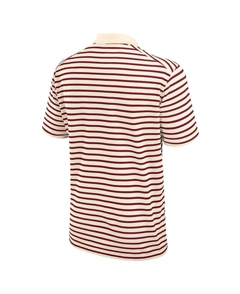 Nike Men's Cream/Crimson Alabama Crimson Tide Solid Foundation Striped Performance Polo Shirt