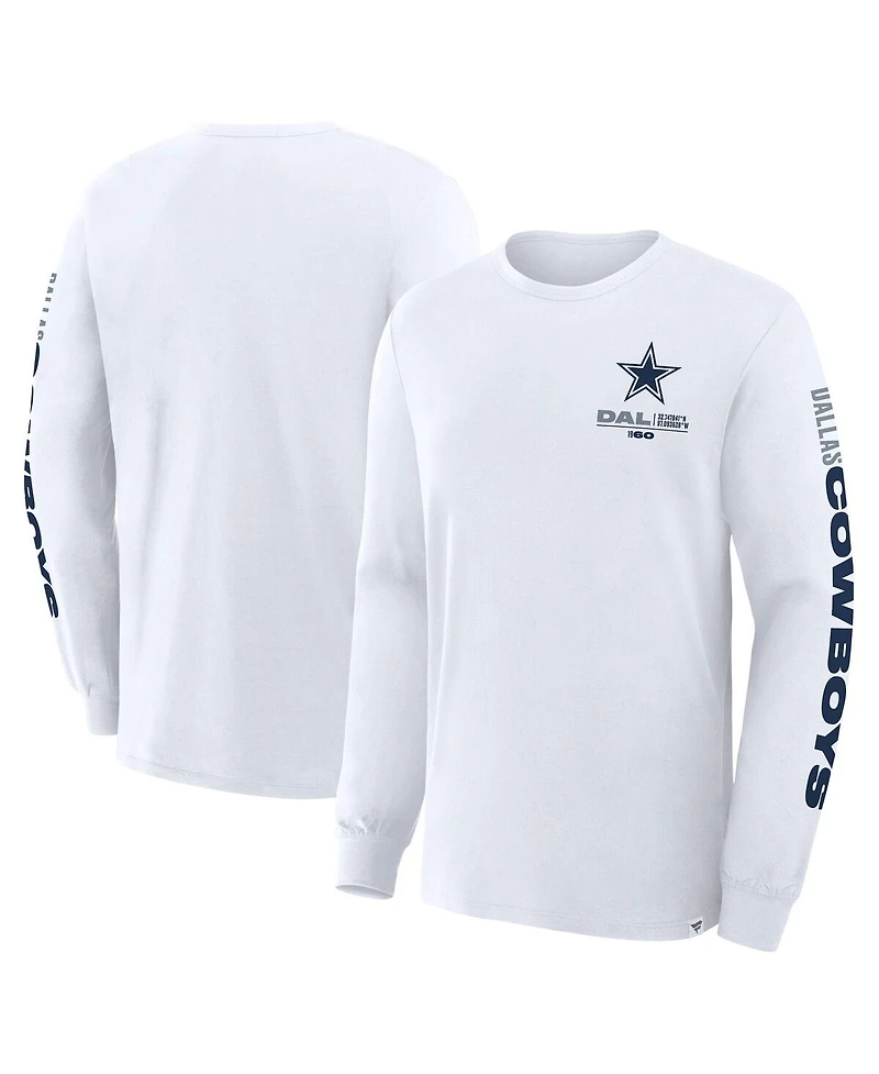 Fanatics Men's White Dallas Cowboys Clock Management Legacy Long Sleeve T-Shirt