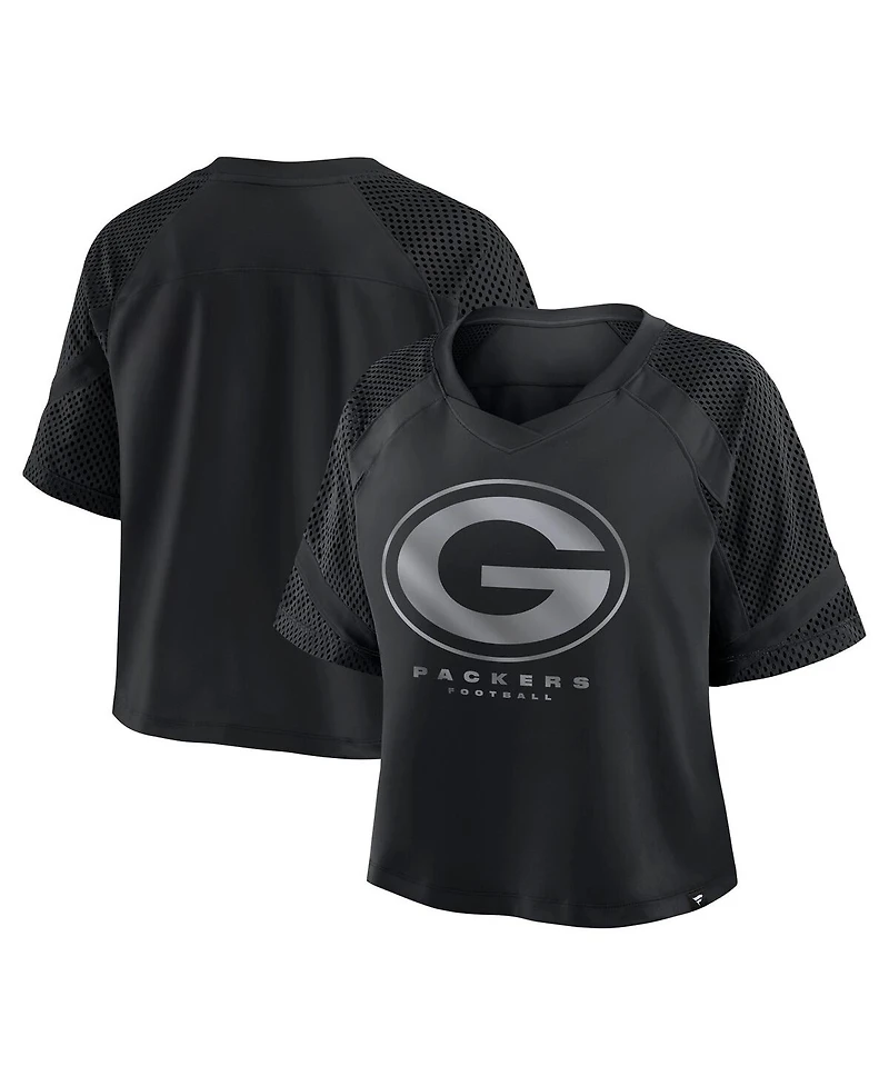 Fanatics Women's Green Bay Packers Oversized Raglan V-Neck Blackout Fashion Jersey