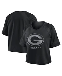 Fanatics Women's Green Bay Packers Oversized Raglan V-Neck Blackout Fashion Jersey