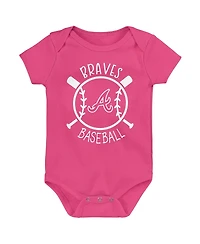 Outerstuff Baby Boys and Girls 3-Pack Atlanta Braves Slide Home Bodysuit Set