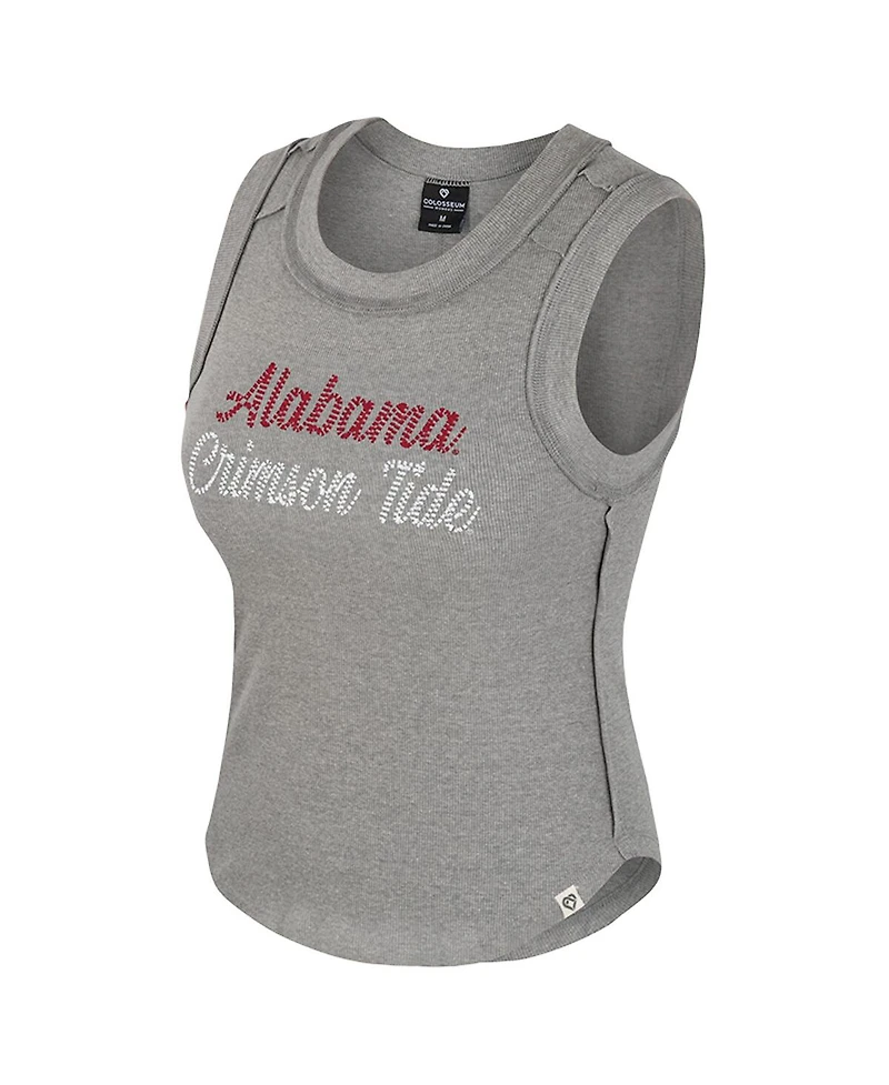 Colosseum Women's Heather Gray Alabama Crimson Tide Beach You Ribbed Tri-Blend Tank Top