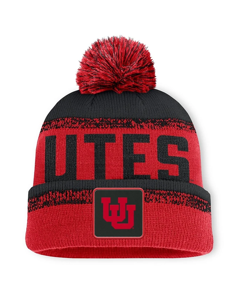 Fanatics Men's Red/Black Utah Utes Thrive Cuffed with Pom Knit Hat
