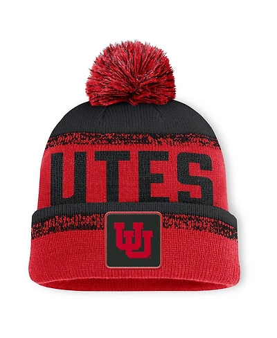 Fanatics Men's Red/Black Utah Utes Thrive Cuffed with Pom Knit Hat