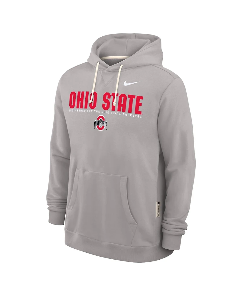 Nike Men's Gray Ohio State Buckeyes 2025 Sideline Performance Pullover Hoodie