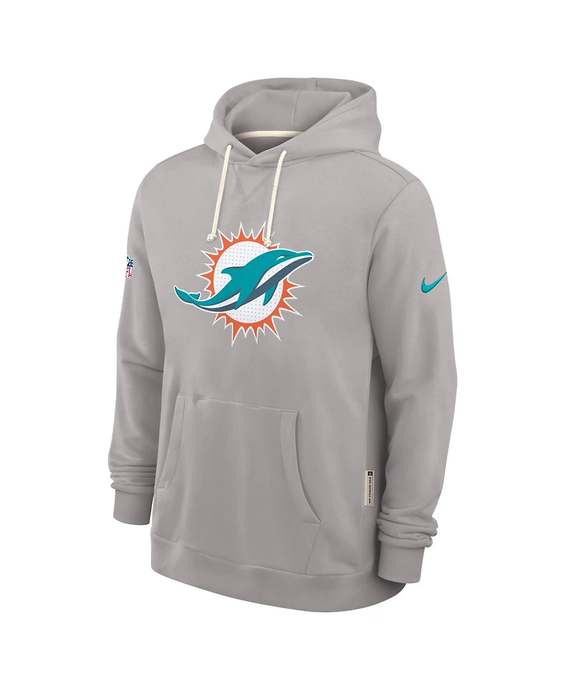 Nike Men's Charcoal Miami Dolphins Sideline Standard Issue Initial Home Dri-fit Hoodie