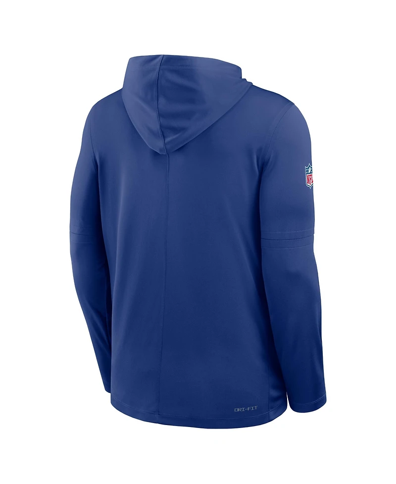 Nike Men's Royal New York Giants Sideline Pure Performance Long Sleeve Hoodie T-Shirt