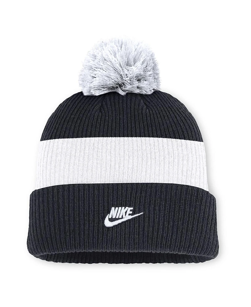 Nike Men's Navy/White New York Yankees Cooperstown Collection Peak Standard Cuffed with Pom Knit Hat