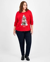 Holiday Lane Plus Candy-Tree Crewneck Sweater