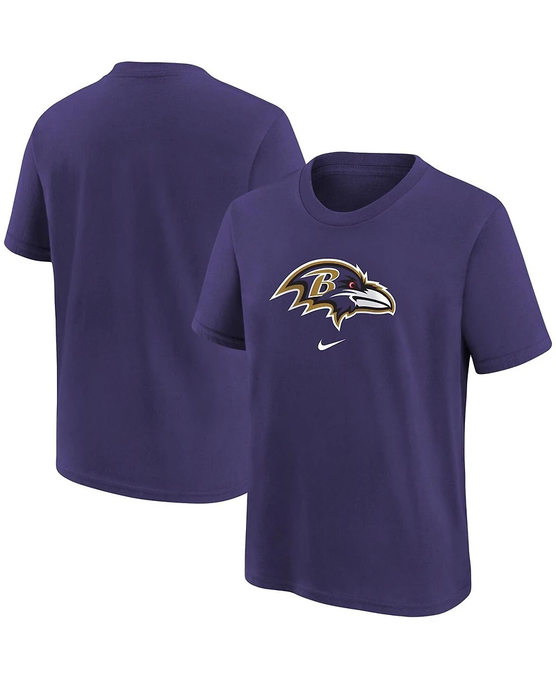 Nike Big Boys and Girls Purple Baltimore Ravens Logo T-Shirt