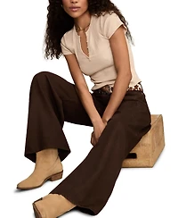 Lucky Brand Women's Short Sleeve Henley Neck Top