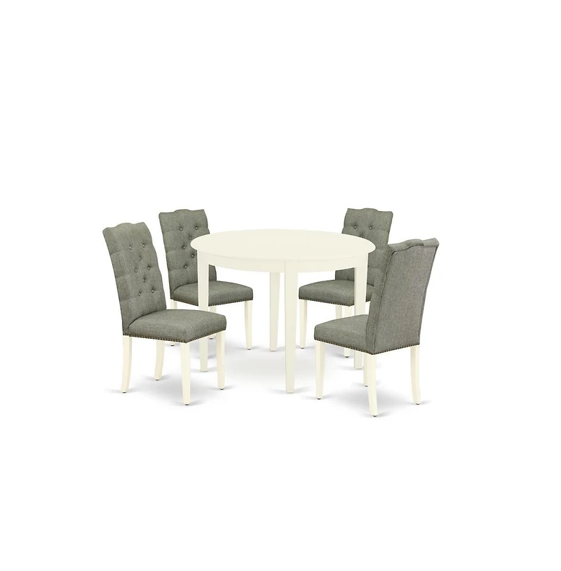 East West Furniture Dining Room Set Linen White
