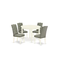 East West Furniture Dining Room Set Linen White