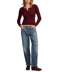 Lucky Brand Women's Pointelle Henley Sweater