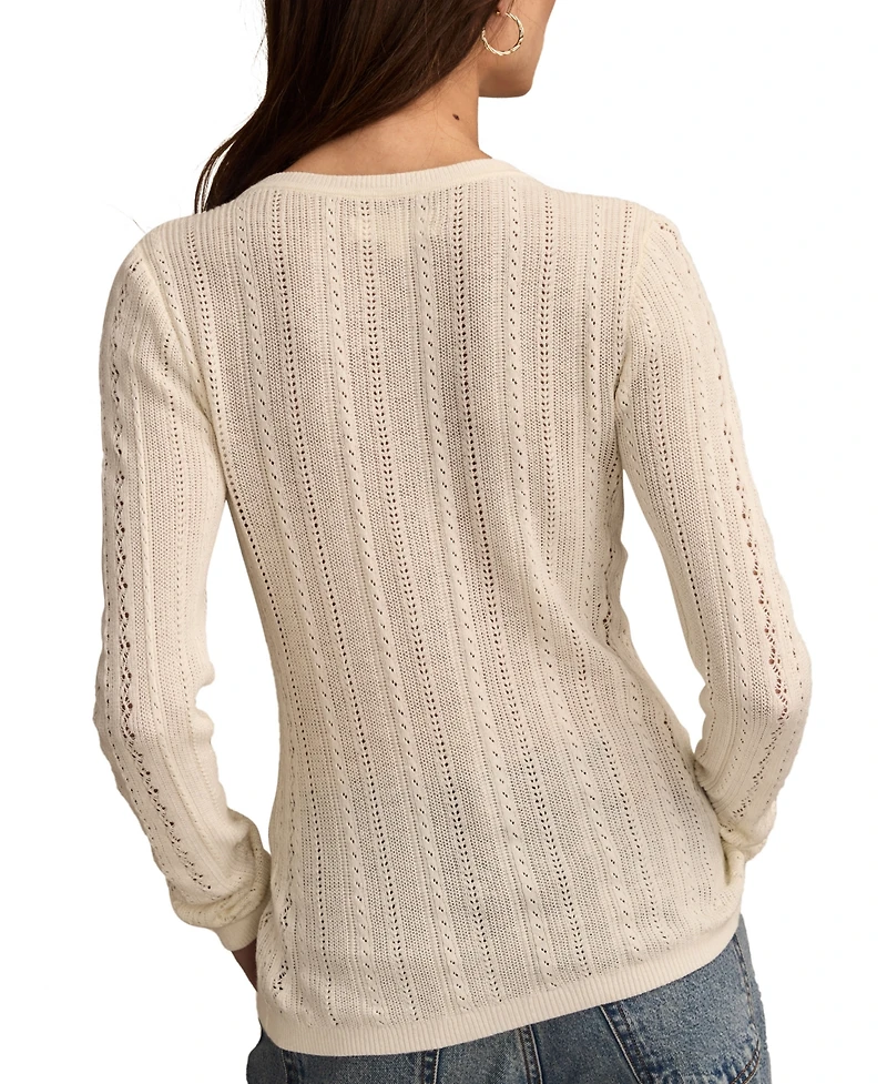 Lucky Brand Women's Pointelle Henley Sweater